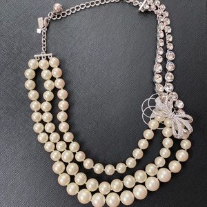 Kate Spade Pearl Crystal Bow Necklace